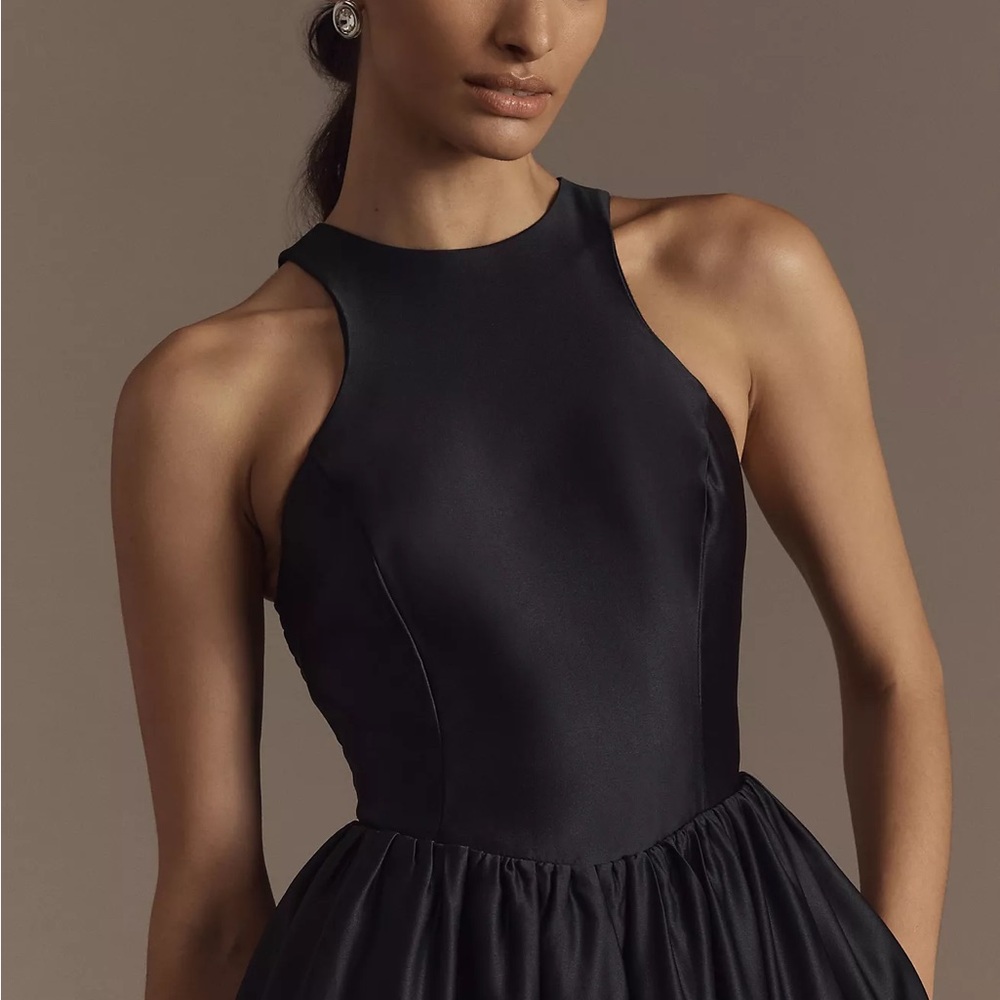 The BHLDN Cora Halter Back-Cutout Fit & Flare Satin Midi Dress